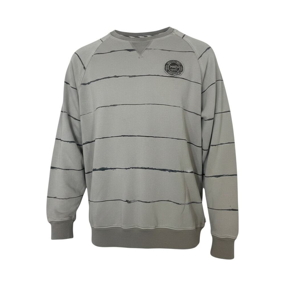 Vans Mens Crewneck Sweatshirt Gray Striped Pullover Large Skate Casual